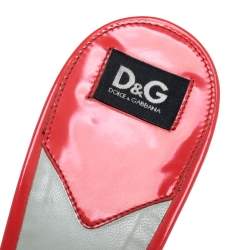 مملوكة مسبقًا Dolce & Gabbana Red Patent Leather Bow Slide Sandals Size 39