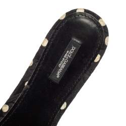 Pre Owned Dolce & Gabbana Black/White Polka Dot Fabric Crystal Embellished Bianca Flat Slides Size 41
