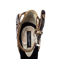 Pre Owned Dolce & Gabbana Black/Beige Python Ankle Strap Sandals Size 39