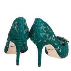 Pre Owned حذاء كعب عالي دولتشي أند غابانا تاورمينا دانتيل أخضر مقاس 38