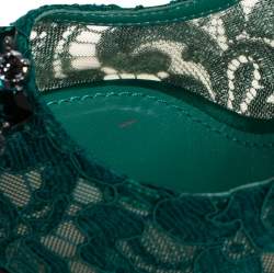 Pre Owned حذاء كعب عالي دولتشي أند غابانا تاورمينا دانتيل أخضر مقاس 38