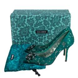 Pre Owned حذاء كعب عالي دولتشي أند غابانا تاورمينا دانتيل أخضر مقاس 38