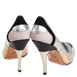 Pre Owned حذاء كعب عالي دولتشي أند غابانا جلد لامع وجلد متعدد الألوان مقاس 38.5