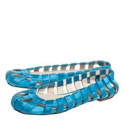 Pre Owned Dolce & Gabbana Blue Satin Ballet Flats Size 40
