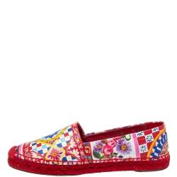 مملوكة مسبقًا Dolce & Gabbana Multicolor Printed Leather Espadrilles Size 39