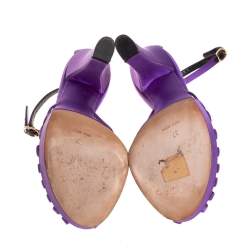 Pre Owned Dolce & Gabbana Purple Satin Ankle Strap Sandals Size 37