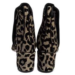 مملوكة مسبقًا Dolce & Gabbana Multicolor Leopard Print Lurex Fabric Ankle Boots Size 37.5