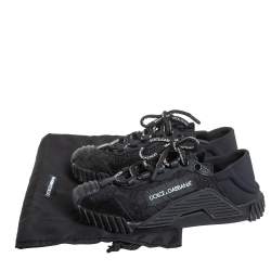Pre Owned Dolce & Gabbana Black Lace And Nylon Ns1 Low Top Sneakers Size 36