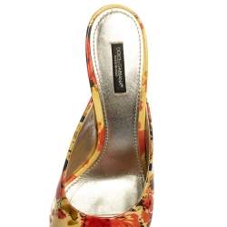 Dolce & Gabbana Multicolor Floral Print Patent Leather Slide Sandals Size 40.5