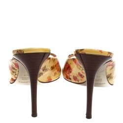 Dolce & Gabbana Multicolor Floral Print Patent Leather Slide Sandals Size 40.5
