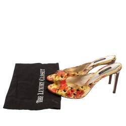 Dolce & Gabbana Multicolor Floral Print Patent Leather Slide Sandals Size 40.5