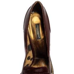 Pre Owned Dolce & Gabbana Burgundy Patent Leather Loafer Pumps Size 40
