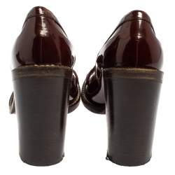Pre Owned Dolce & Gabbana Burgundy Patent Leather Loafer Pumps Size 40
