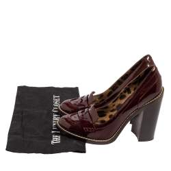 Pre Owned Dolce & Gabbana Burgundy Patent Leather Loafer Pumps Size 40