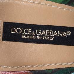 Pre Owned Dolce & Gabbana Multicolor Printed Patent Leather Platform Ankle Strap Sandals Size 38