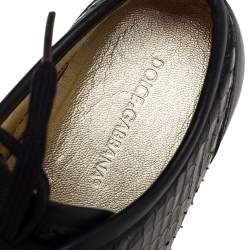 مملوكة مسبقًا Dolce & Gabbana Black Python And Leather Low Top Sneakers Size 38
