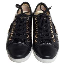 مملوكة مسبقًا Dolce & Gabbana Black Python And Leather Low Top Sneakers Size 38