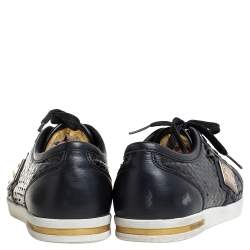 مملوكة مسبقًا Dolce & Gabbana Black Python And Leather Low Top Sneakers Size 38