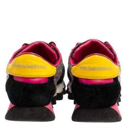 Pre Owned Dolce & Gabbana Multicolor Suede, Coarse Glitter And Patent Low Top Sneakers Size 35