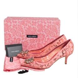مملوكة مسبقًا Dolce & Gabbana Pink Lace Bellucci  Pumps Size 40