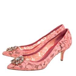 مملوكة مسبقًا Dolce & Gabbana Pink Lace Bellucci  Pumps Size 40