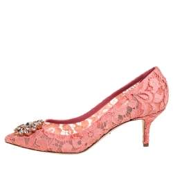مملوكة مسبقًا Dolce & Gabbana Pink Lace Bellucci  Pumps Size 40