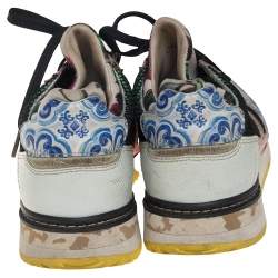 Pre Owned Dolce & Gabbana Multicolor Leather and Mesh Low Top Sneakers Size 38