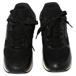 Dolce & Gabbana Black Lace And Leather Low Top Sneakers Size 38.5