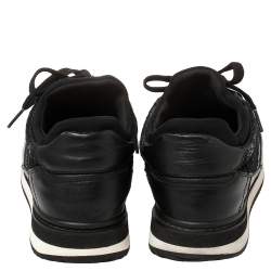 Dolce & Gabbana Black Lace And Leather Low Top Sneakers Size 38.5
