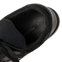 Dolce & Gabbana Black Lace And Leather Low Top Sneakers Size 38.5