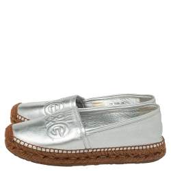 Pre Owned Dolce & Gabbana Brown/Silver Leather Espadrille Flats Size 39