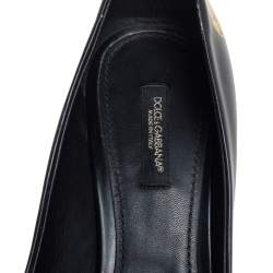 Pre Owned Dolce & Gabbana Black Floral Print Leather Pointed Toe Pumps Size 38