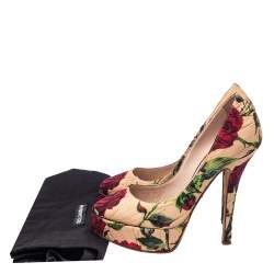 Pre Owned Dolce & Gabbana Beige Printed Fabric Pumps Size 36