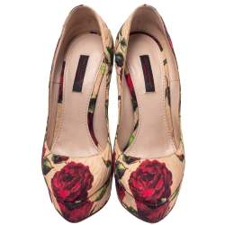 Pre Owned Dolce & Gabbana Beige Printed Fabric Pumps Size 36
