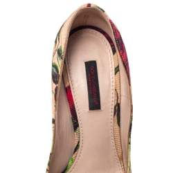 Pre Owned Dolce & Gabbana Beige Printed Fabric Pumps Size 36