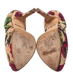 Pre Owned Dolce & Gabbana Beige Printed Fabric Pumps Size 36