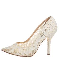 Pre Owned Dolce & Gabbana White Lace Pointed Toe Pumps Size 40