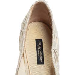 Pre Owned Dolce & Gabbana White Lace Pointed Toe Pumps Size 40