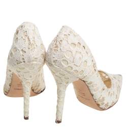 Pre Owned Dolce & Gabbana White Lace Pointed Toe Pumps Size 40