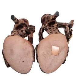 Pre Owned Dolce & Gabbana Brown Leopard Print Fabric Sandals Size 38