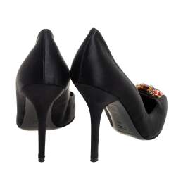 Pre Owned Dolce & Gabbana Black Satin Crytal Embellished Pumps Size 39