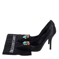 Pre Owned Dolce & Gabbana Black Satin Crytal Embellished Pumps Size 39