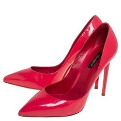 Pre Owned Dolce & Gabbana Red Patent Leather Pointed Toe Pumps Size 39