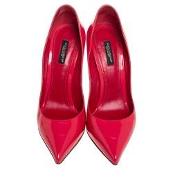 Pre Owned Dolce & Gabbana Red Patent Leather Pointed Toe Pumps Size 39
