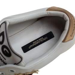 Pre Owned Dolce & Gabbana White Leather Heart Low Top Sneakers size 38