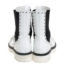 Pre Owned Dolce & Gabbana White Leather Utility Boots Size 39