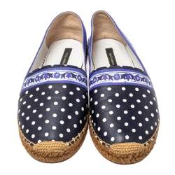 Pre Owned Dolce & Gabbana Multicolor Polka dot Print Leather Espadrille Flats Size 41