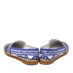 Pre Owned Dolce & Gabbana Multicolor Polka dot Print Leather Espadrille Flats Size 41