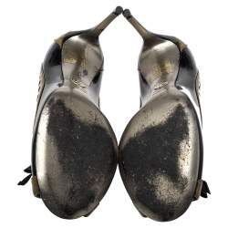 Pre Owned Dolce & Gabbana Black/Brown Patent Leather Peep Toe Pumps Size 39.5