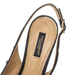 مملوكة مسبقًا  Dolce & Gabbana Black Leather Embellished Slingback Pumps Size 36